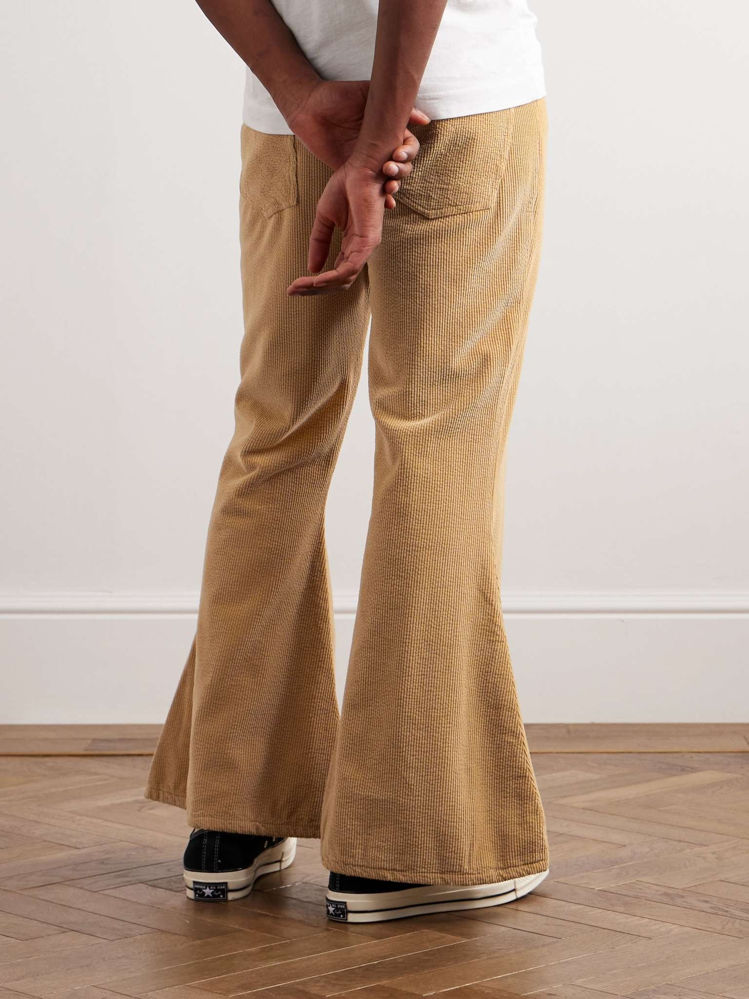 Slim-Fit Flared Printed Cotton-Blend Corduroy Trousers - 4