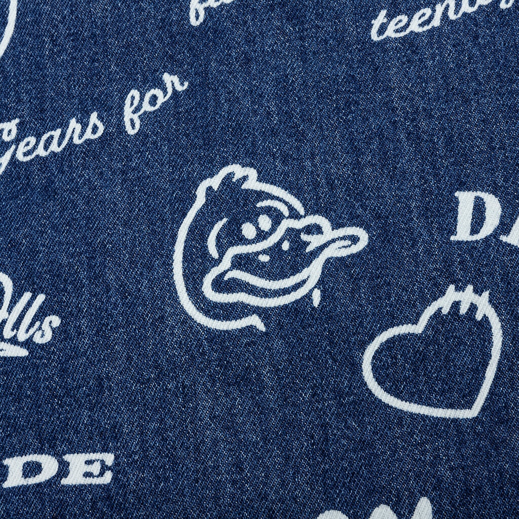 PRINTED DENIM COVERALL JACKET - INDIGO - 5