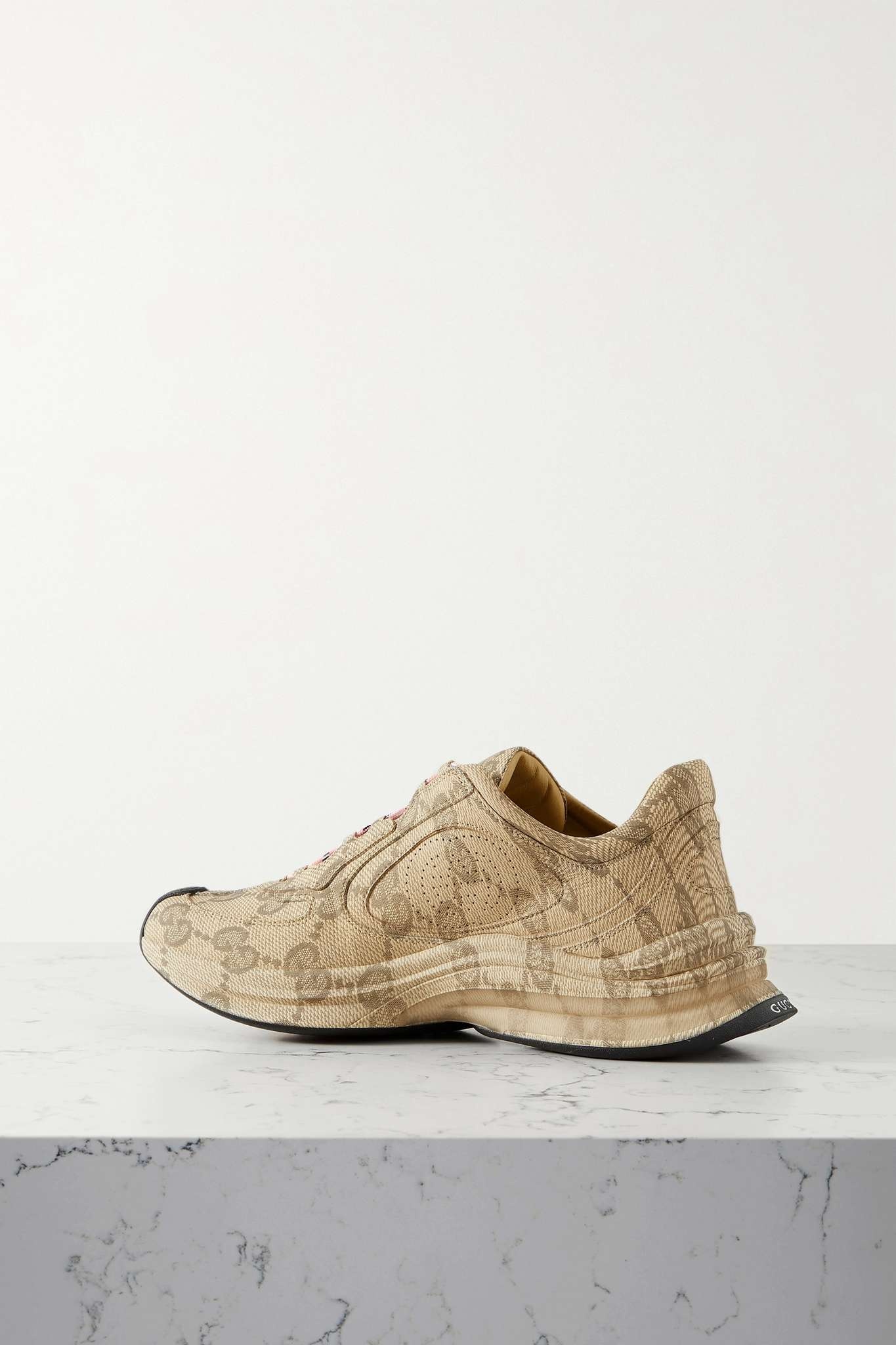 Rubber-trimmed coated-canvas jacquard sneakers - 3