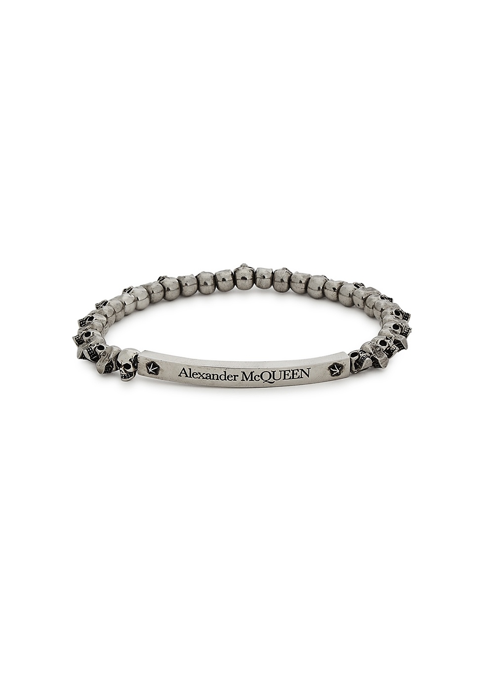 Skull beaded silver-tone bracelet - 1