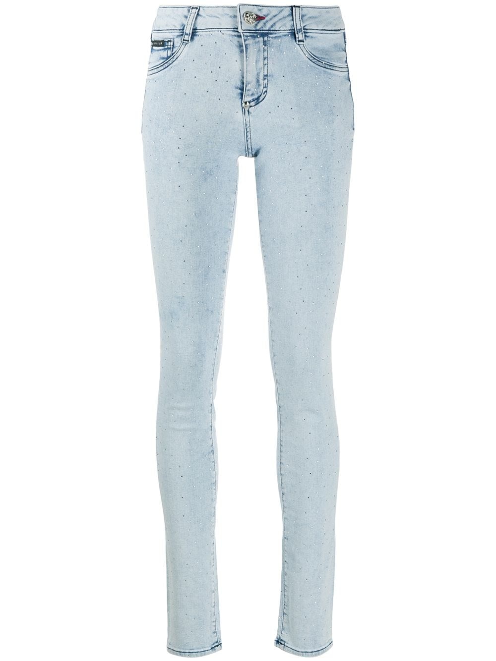 crystal-embellished skinny jeans - 1