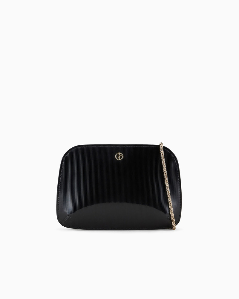 Striped, lamé-leather la Prima clutch bag 1