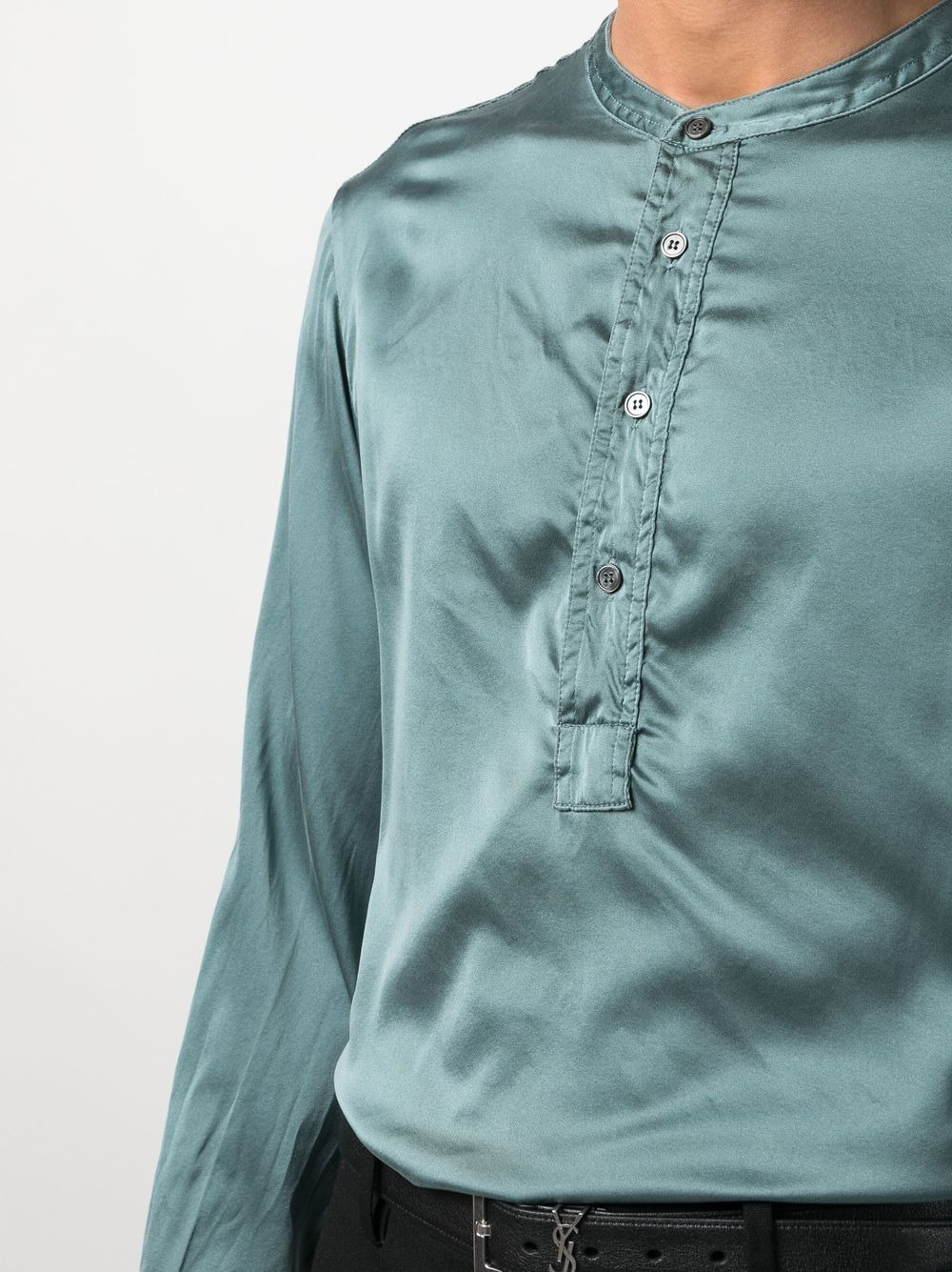 half-button silk shirt - 5