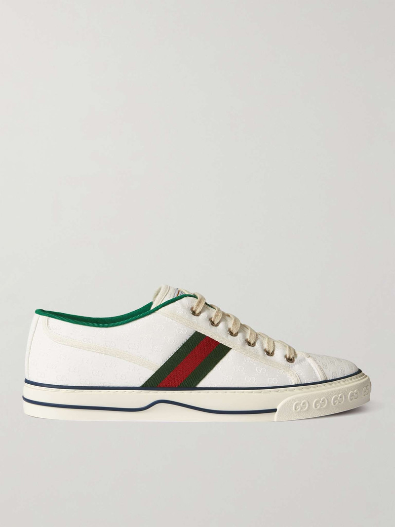 Mignon Webbing-Trimmed Jacquard Sneakers - 1