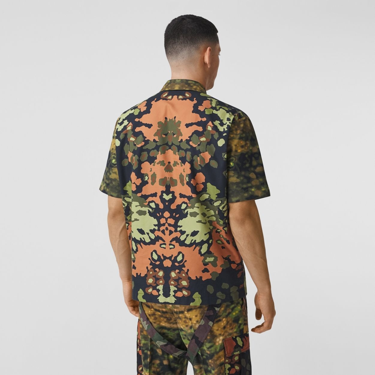 Short-sleeve Camouflage Print Cotton Shirt - 4