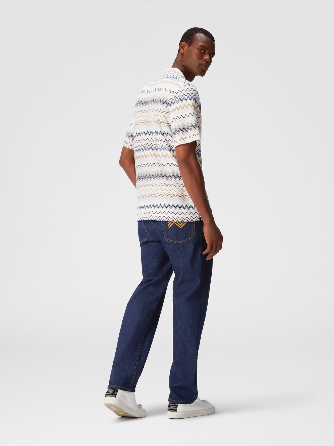 Bowling-cut shirt in zig zag cotton - 3