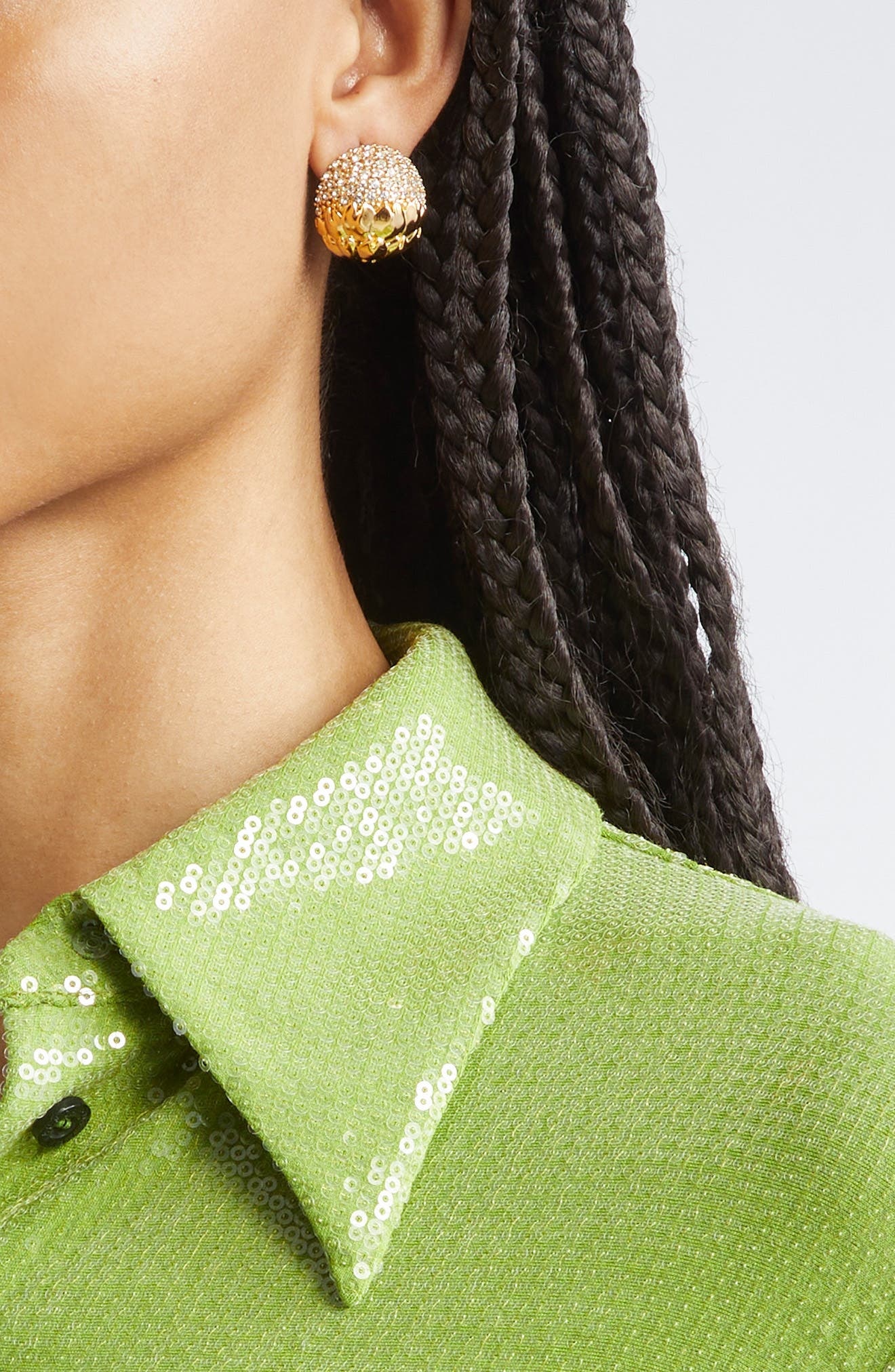 Oscar de la Renta Artichoke Pavè Stud Earrings in Crystal at Nordstrom - 2