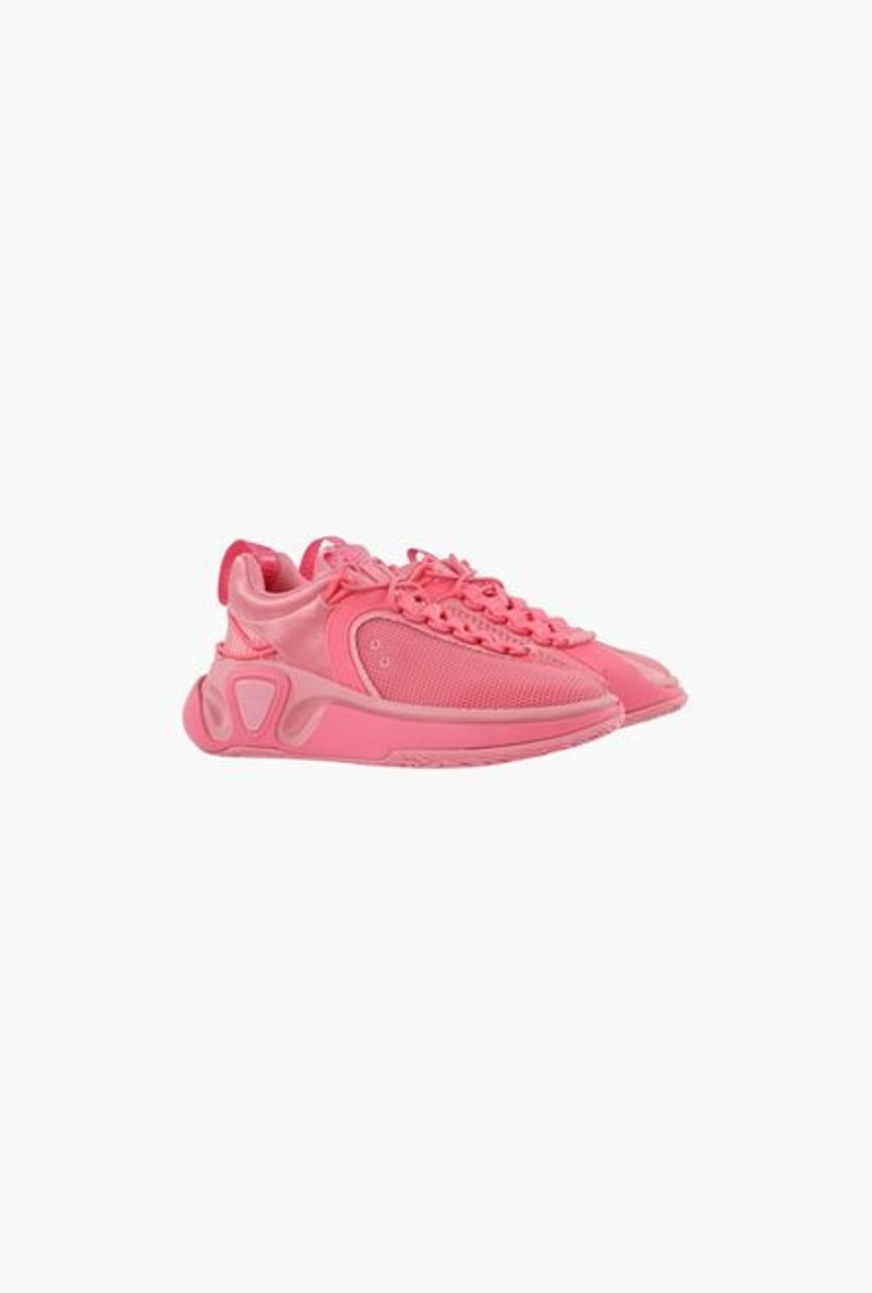 Balmain Pink gummy leather and mesh B-Runner sneakers outlook