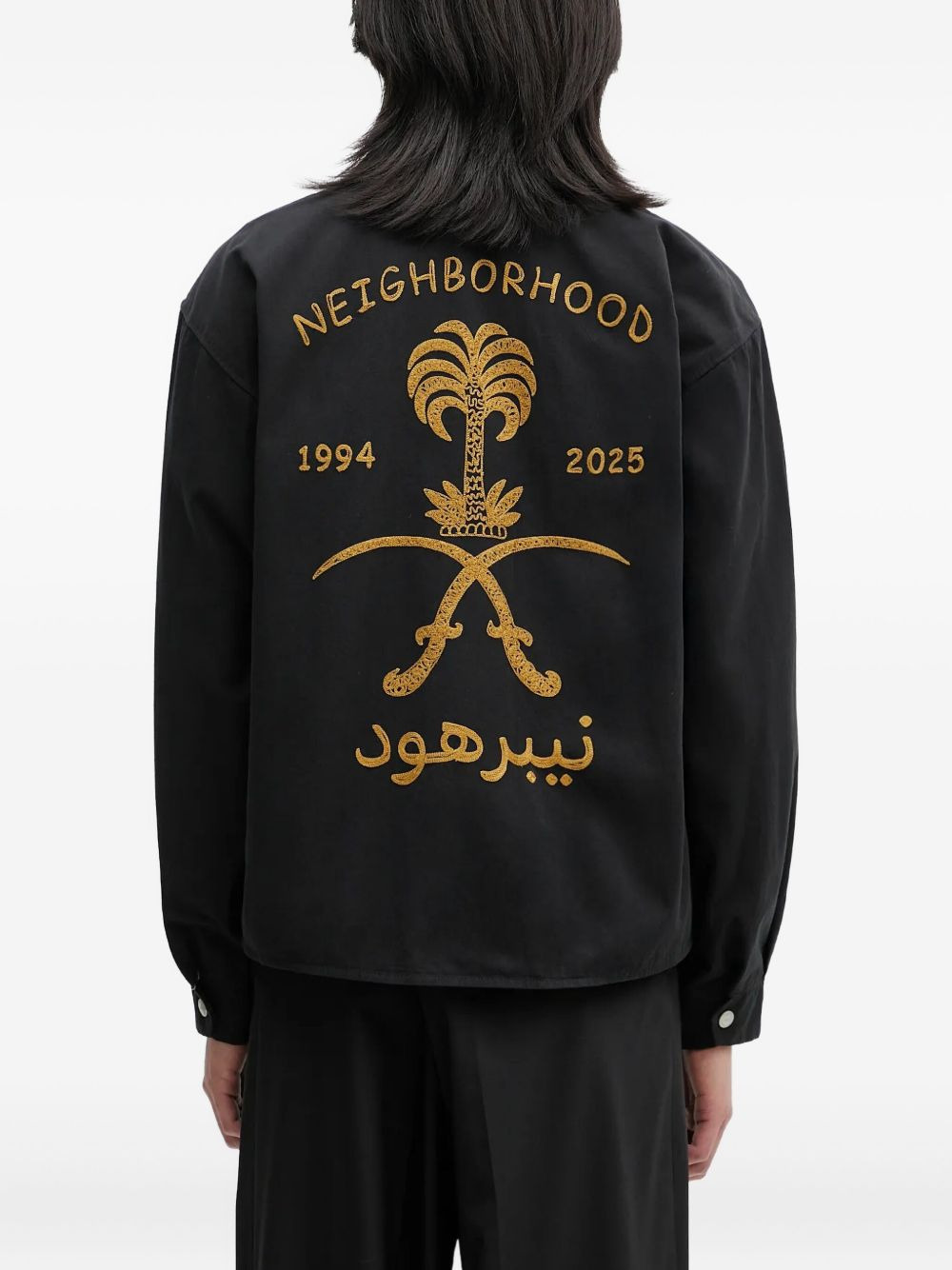 Souvenir embroidered-detail zip-up shirt jacket - 3