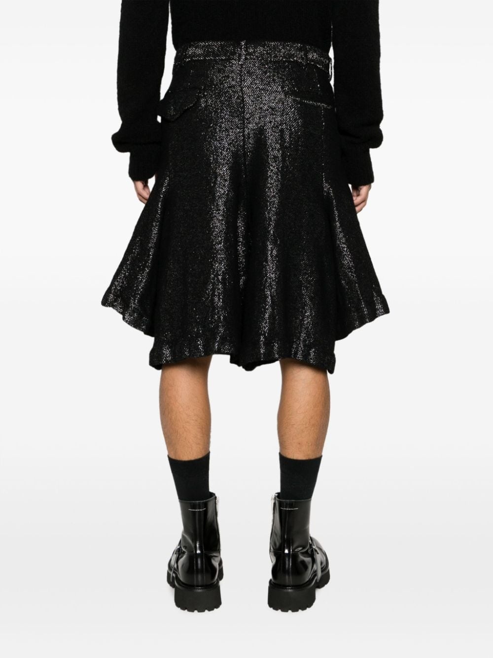 draped-detail lurex shorts - 4