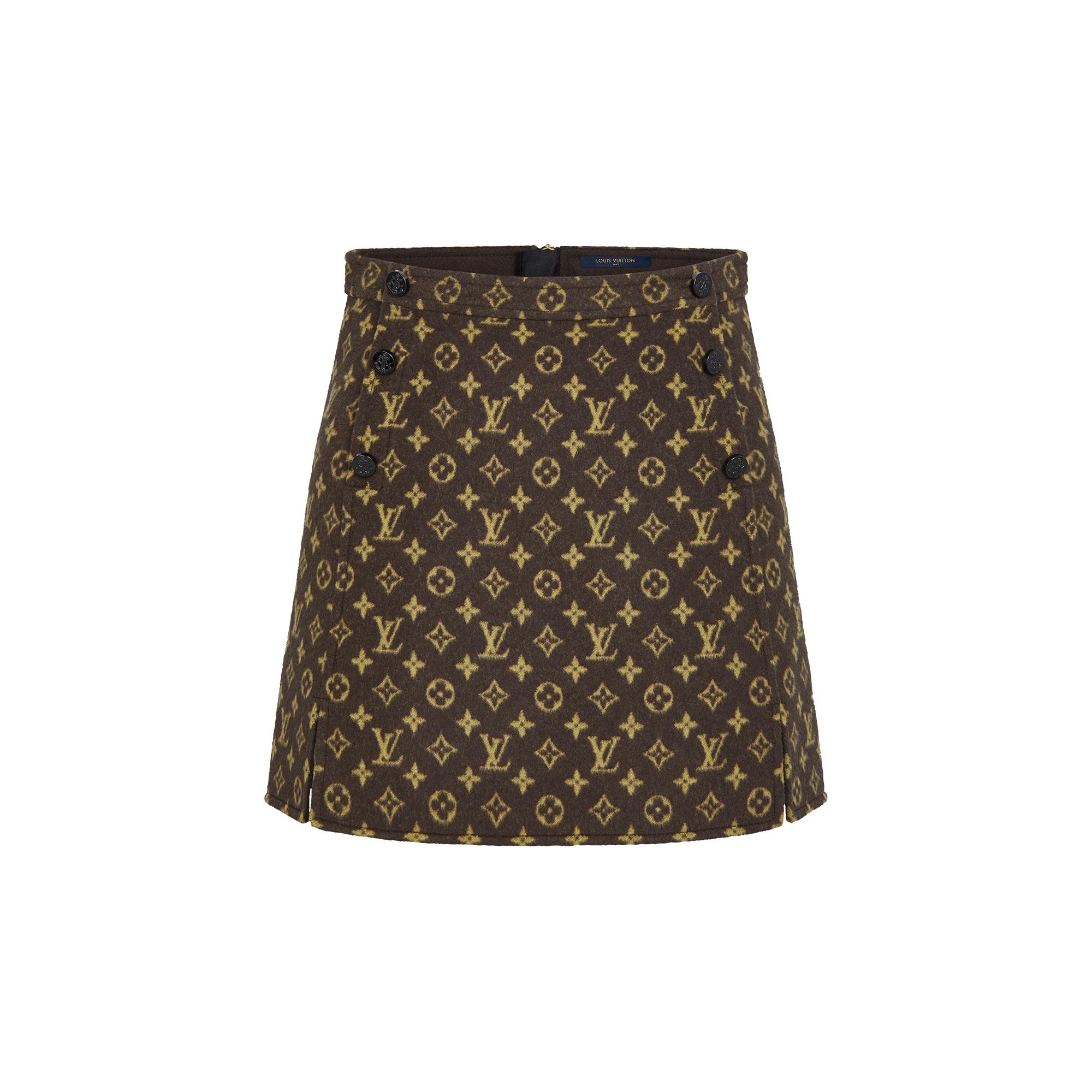 Monogram A-Line Wool Silk Mini Skirt - 1