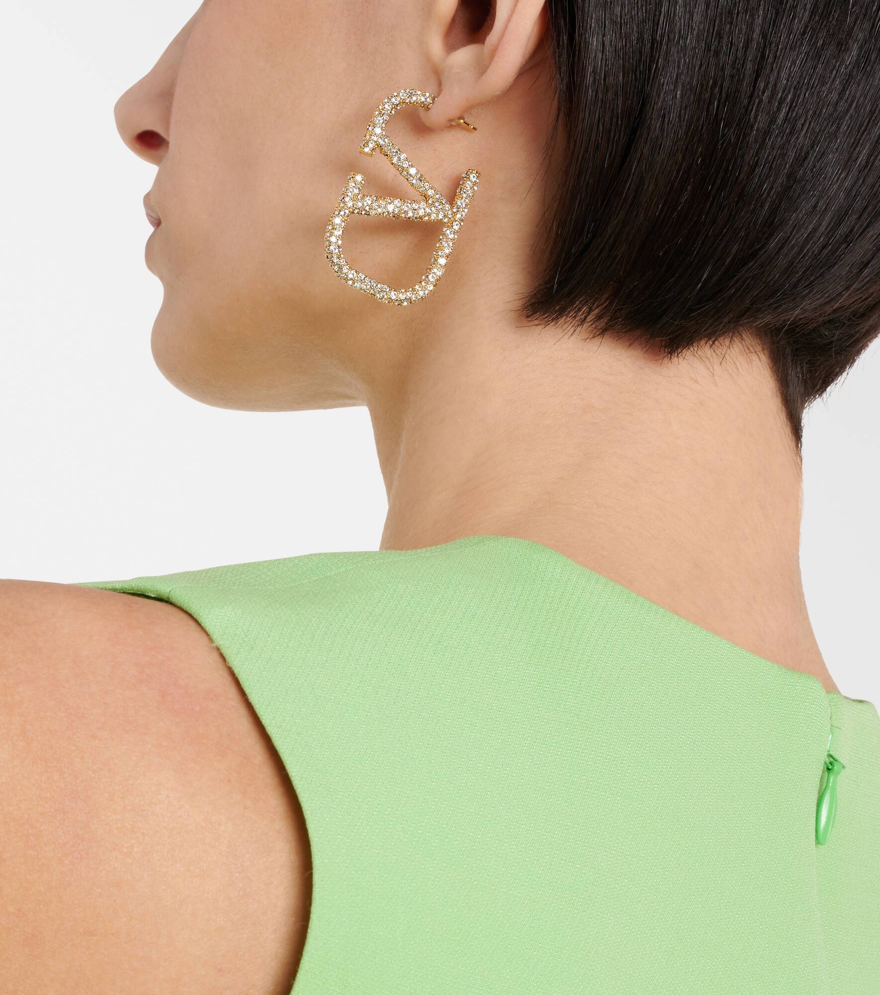 VLogo crystal-embellished earrings - 3