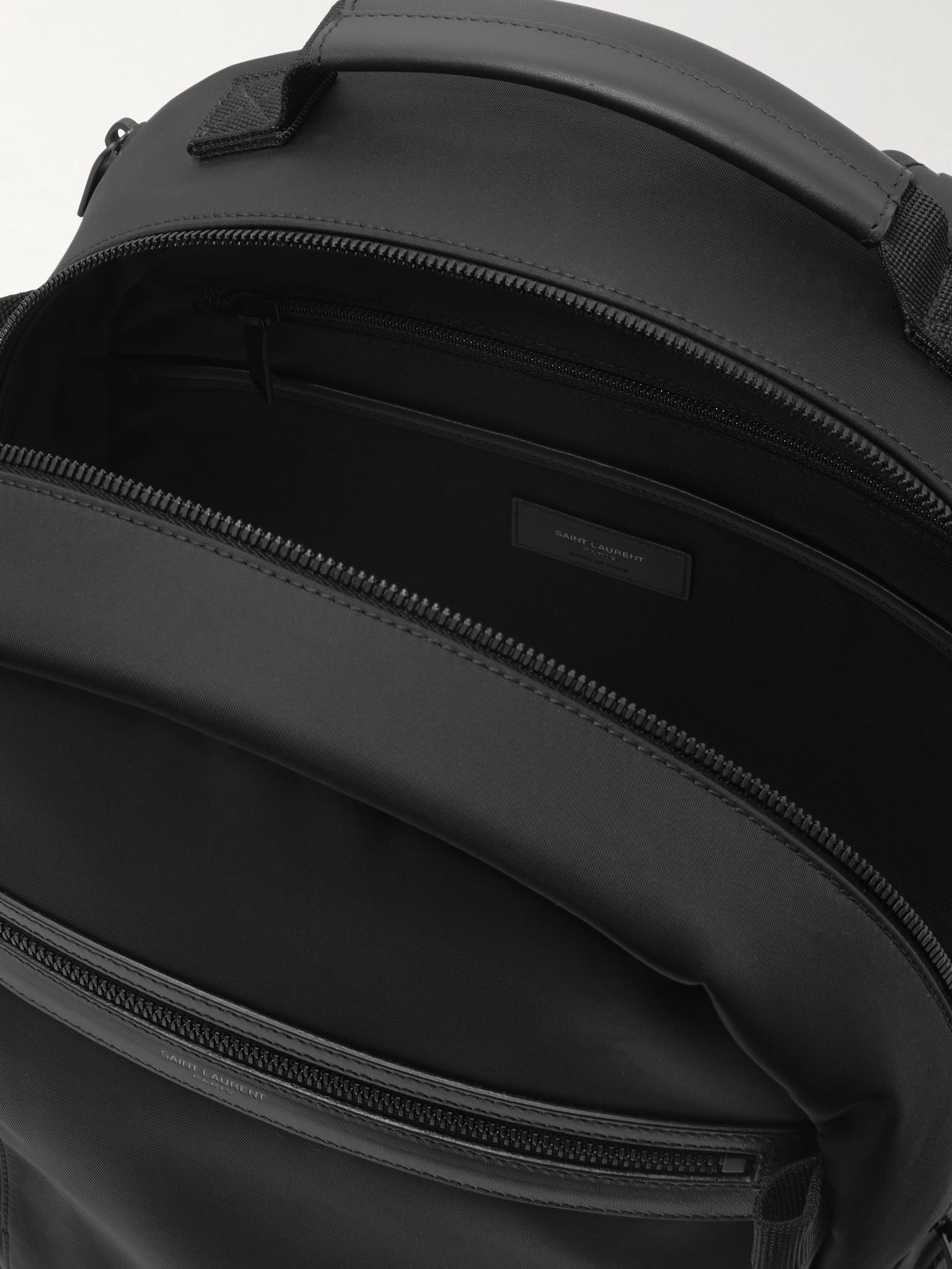 City Trekking Leather-Trimmed Shell Backpack Black - 5