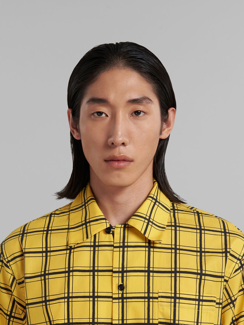 YELLOW CHECKED POPLIN BOWLING SHIRT - 4