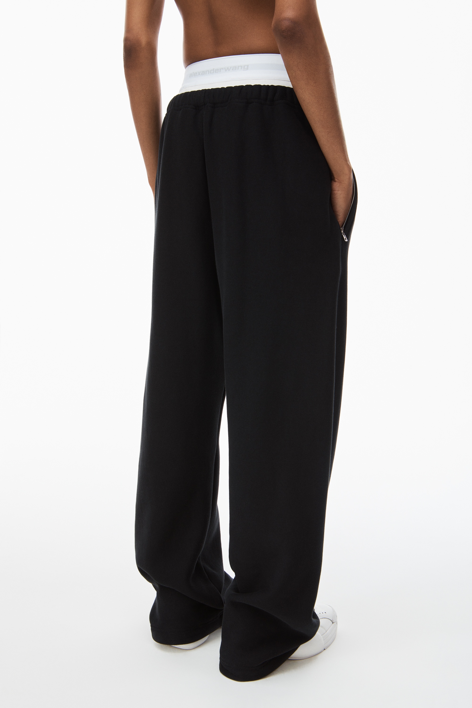 wide leg sweatpants with pre-styled detachable logo brief - 6