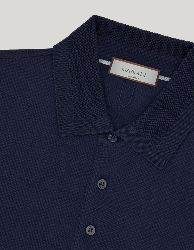 DARK NAVY PURE COTTON POLO SHIRT WITH SAIL COLLAR 4