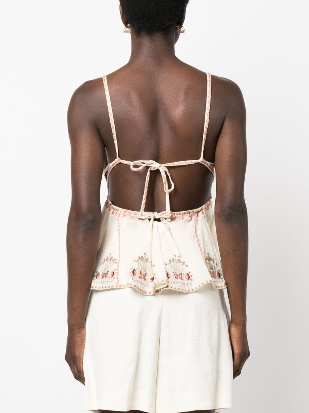 embroidered cut-out sleeveless top - 4