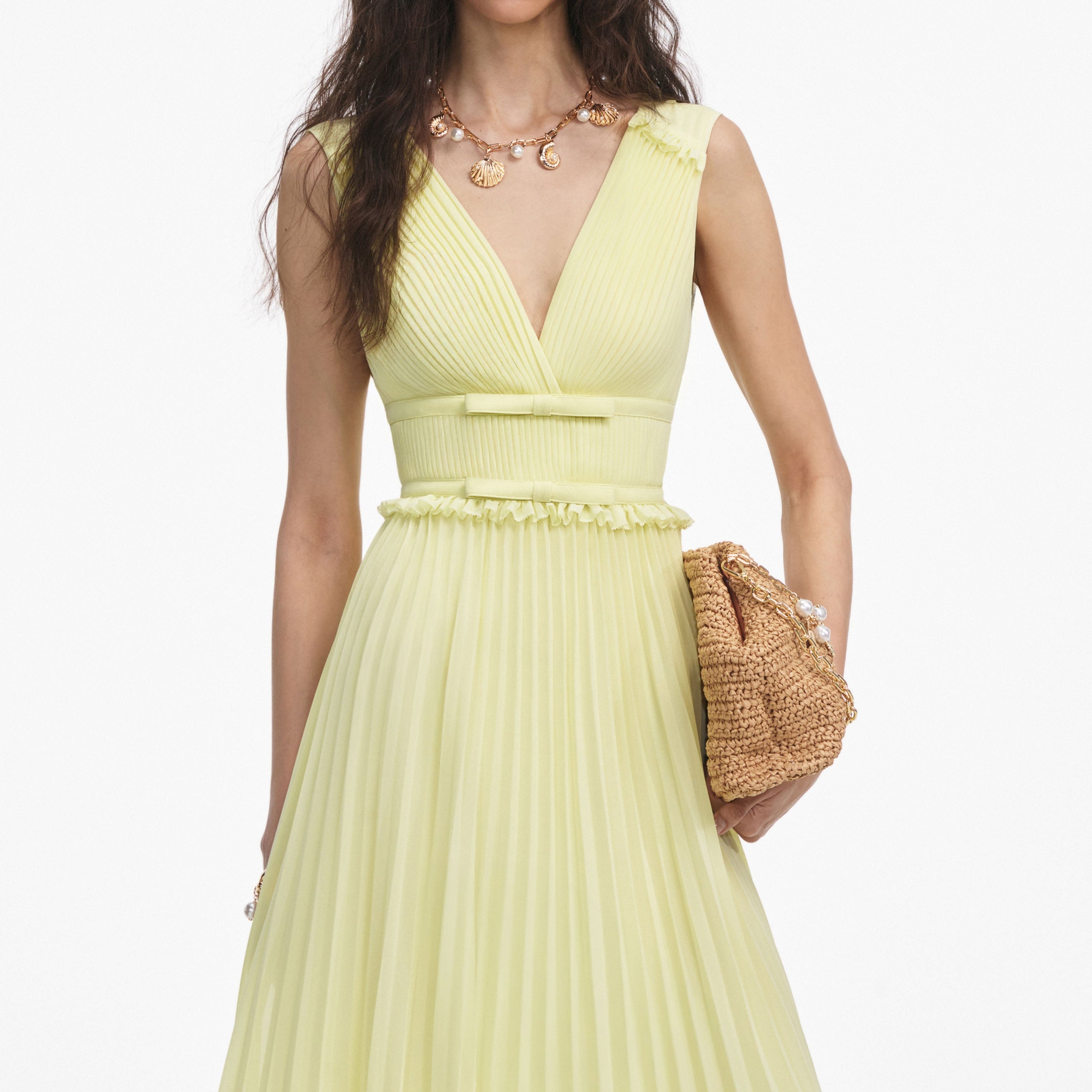 Yellow Chiffon Midi Dress - 4