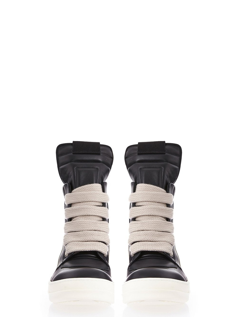 Rick Owens Rick owens men's black and white geobasket sneakers full grain calf leather outlook