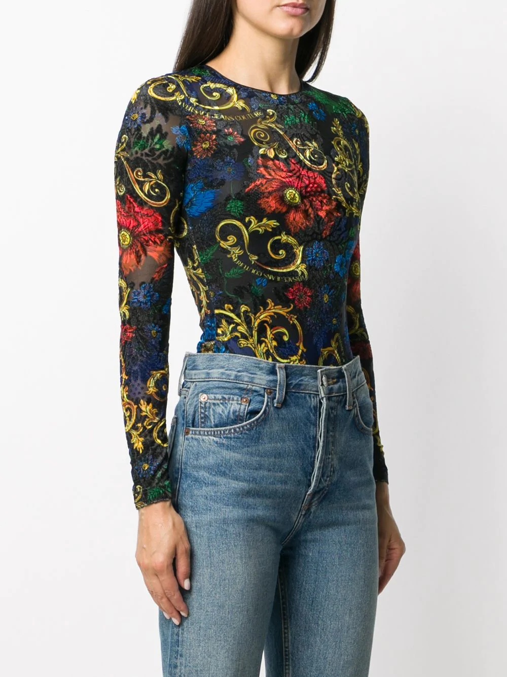 floral baroque print bodysuit - 3