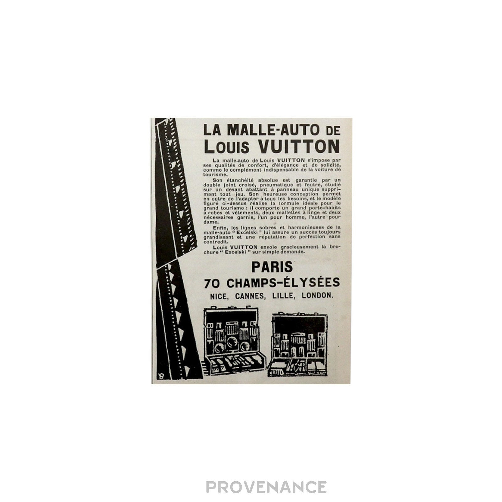 Louis Vuitton Antique Vintage Newsprint Ad - MALLE-AUTO - 7