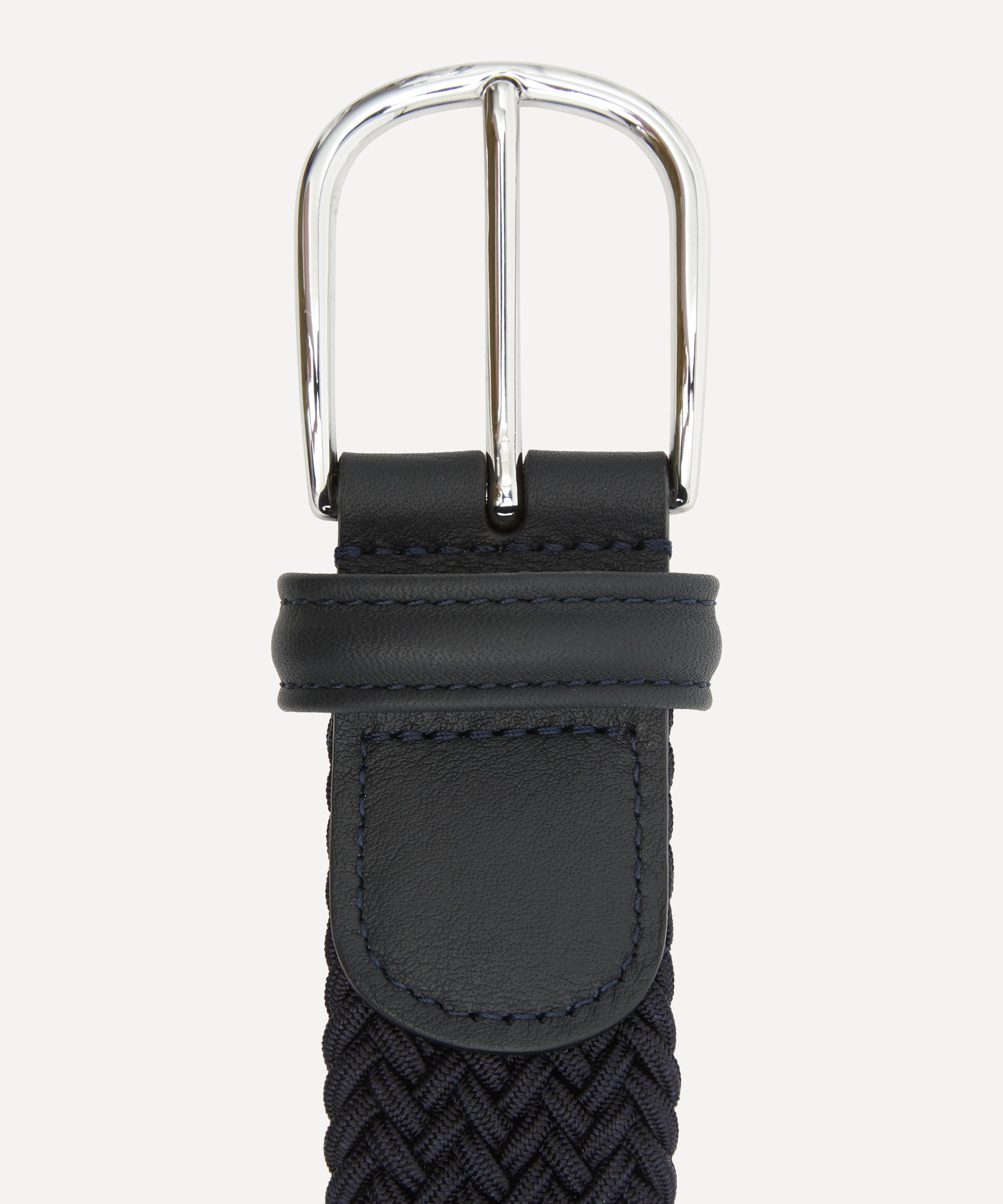 Leather Trimmed Woven-Stretch Belt - 2