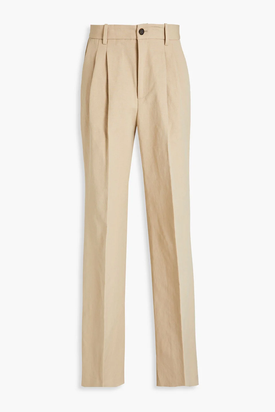 Pleated cotton-blend canvas wide-leg pants - 1