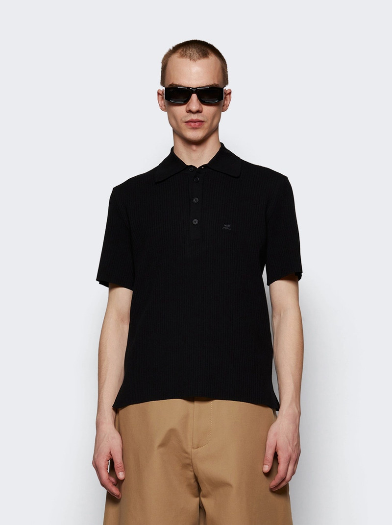 Rib Knit Polo Shirt Black 3