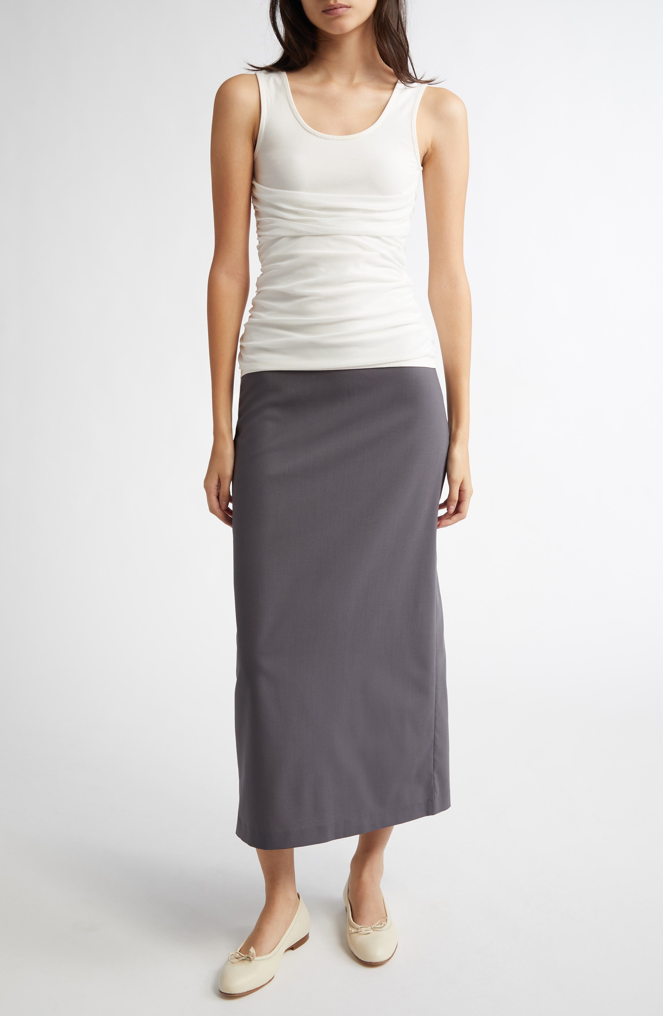 Paloma Wool Vichyl Gathered Overlay Tank in White at Nordstrom - 2