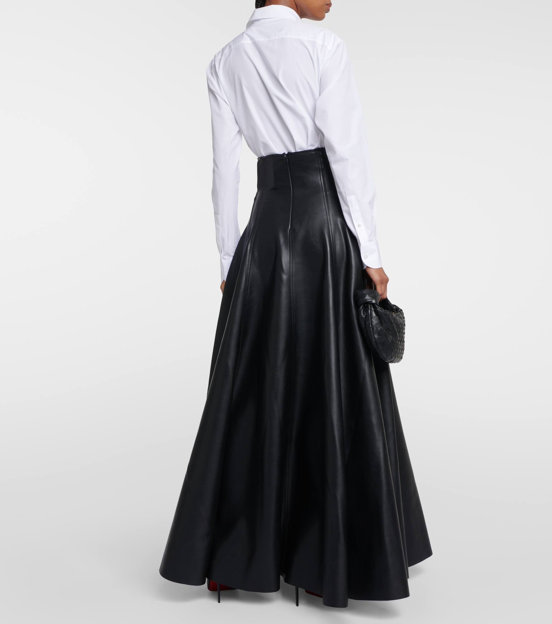 Grace flared faux leather maxi skirt - 3