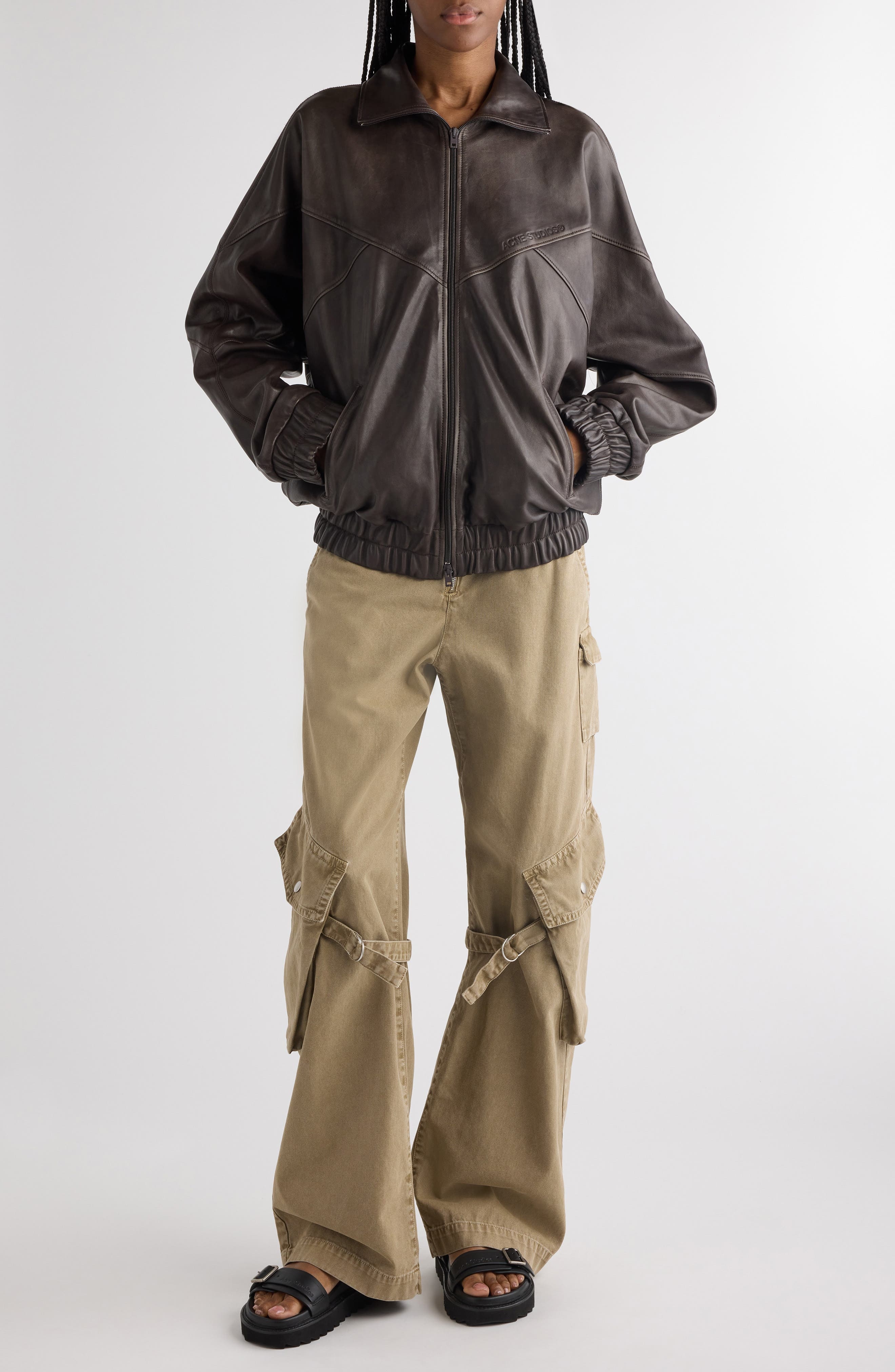 Acne Studios Potinal Cotton Canvas Cargo Trousers in Washed Beige Dru at Nordstrom - 2