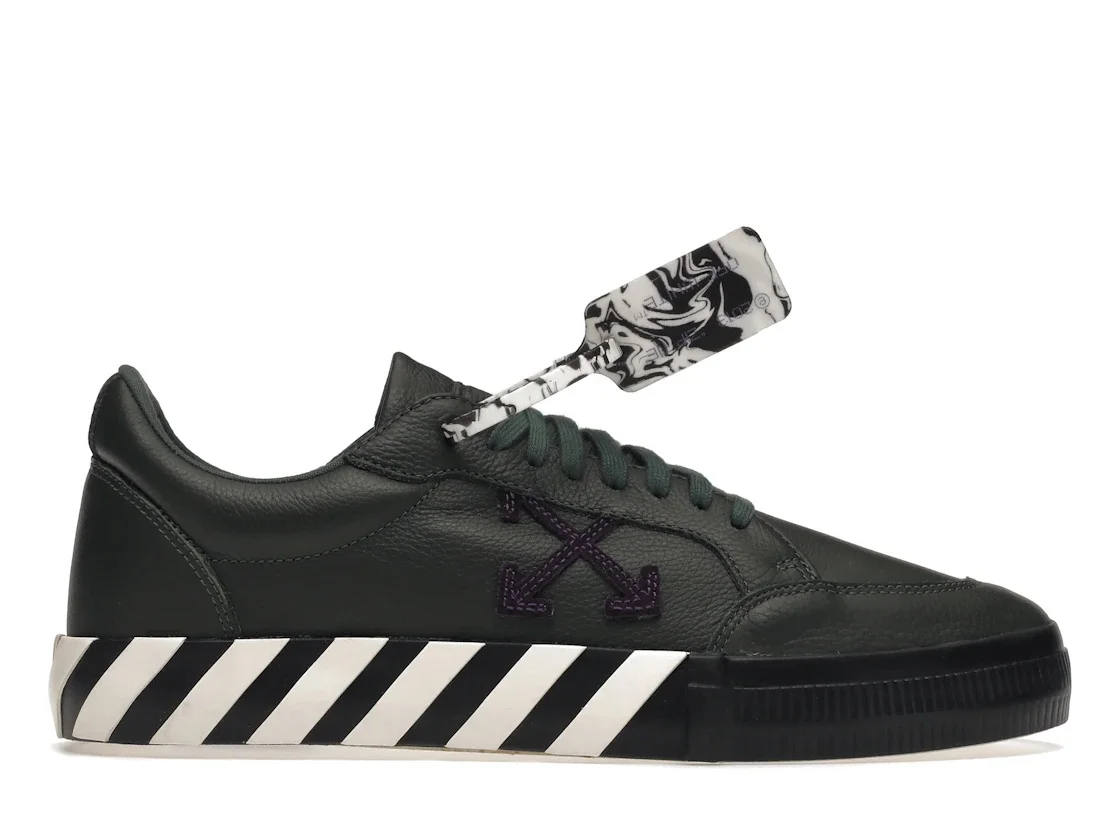 OFF-WHITE Vulc Low Dark Green Leather - 1