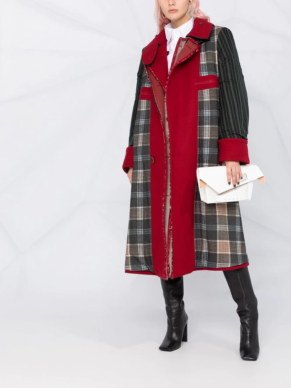 check panelled midi coat - 2