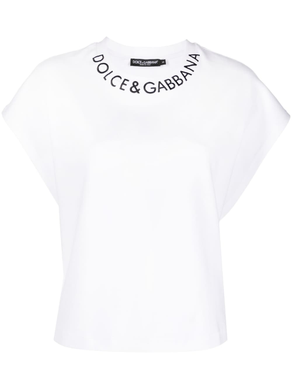 logo-embroidered cotton T-shirt - 1