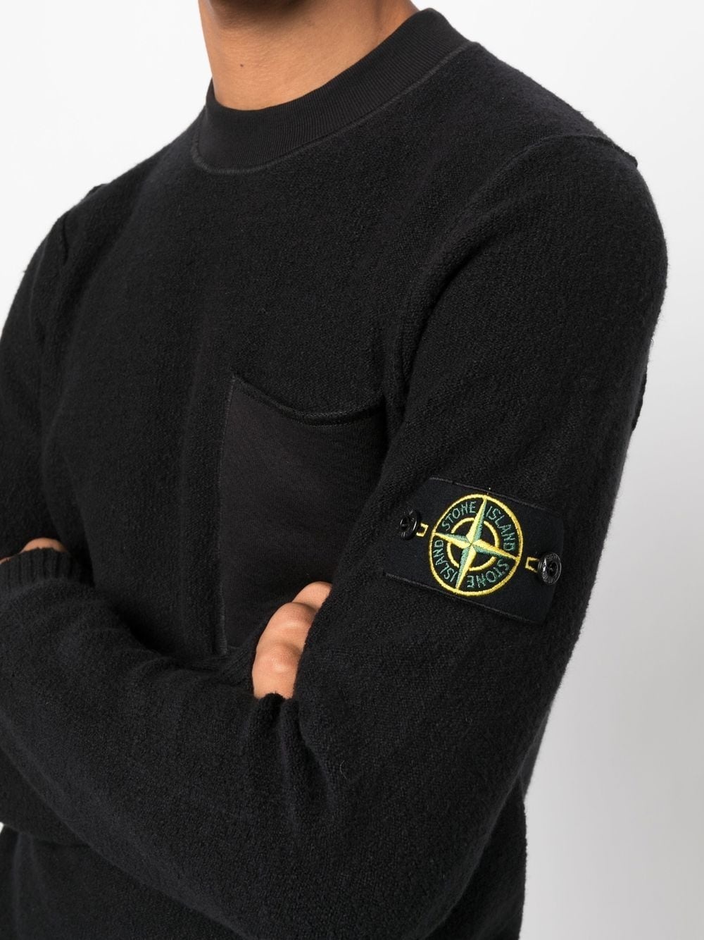 Compass-patch crew neck jumper - 5