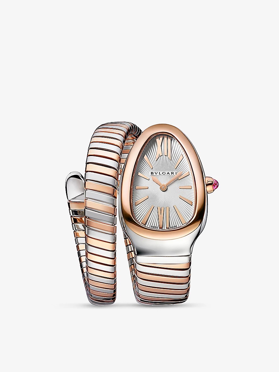 Serpenti Tubogas single-spiral 18ct rose-gold and stainless-steel quartz watch - 1