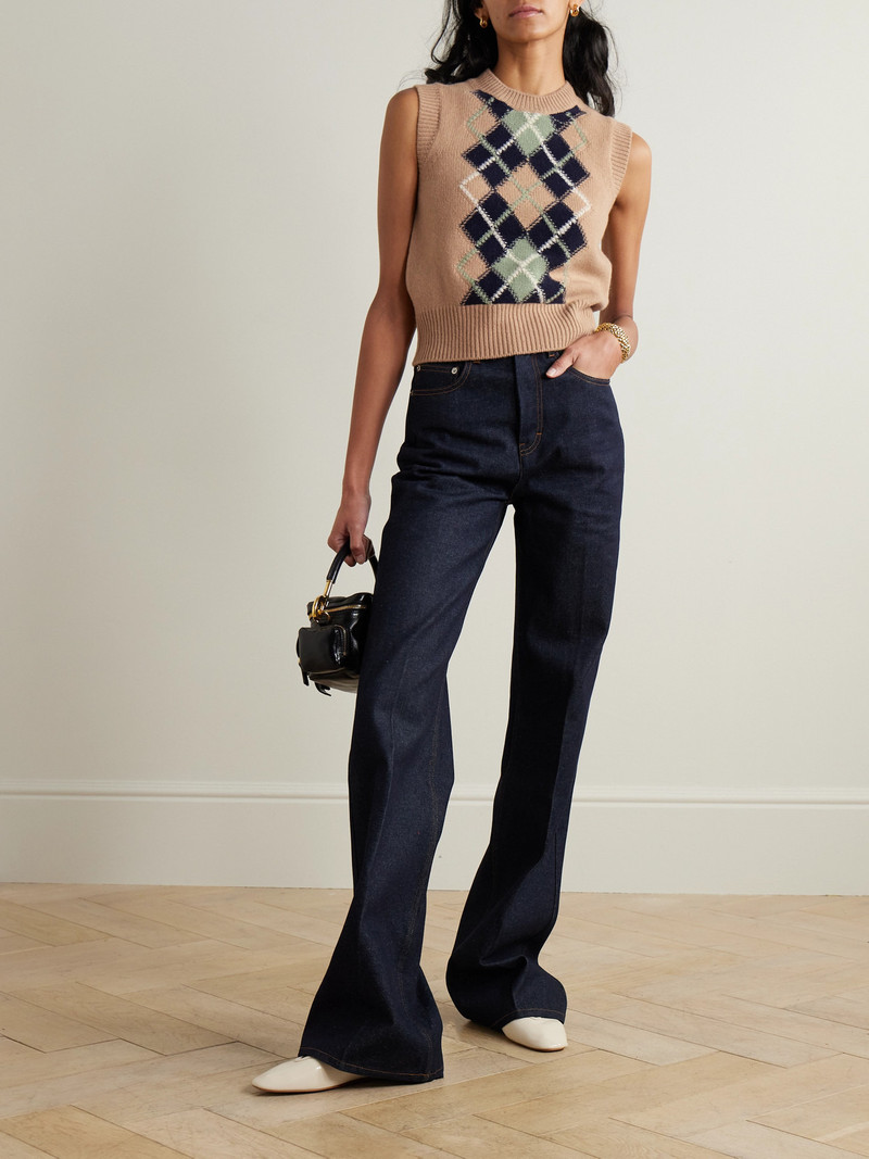 AMI Paris Argyle Jacquard-knit Wool And Cashmere-blend Sweater outlook