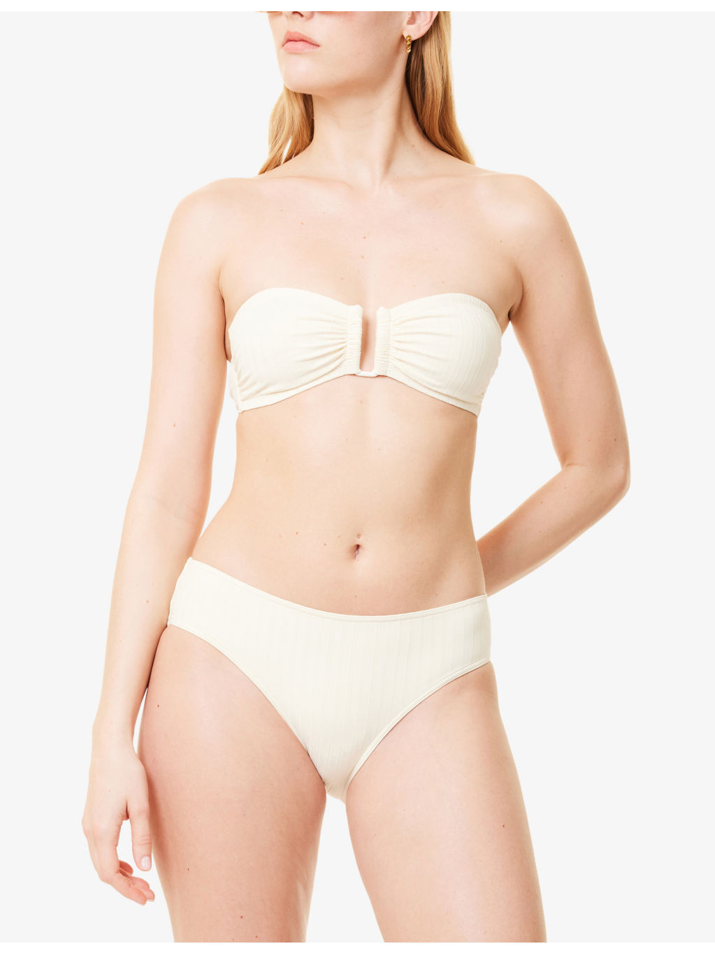 Playa Bandeau Ribbed Stretch-Woven Bikini Top - 2