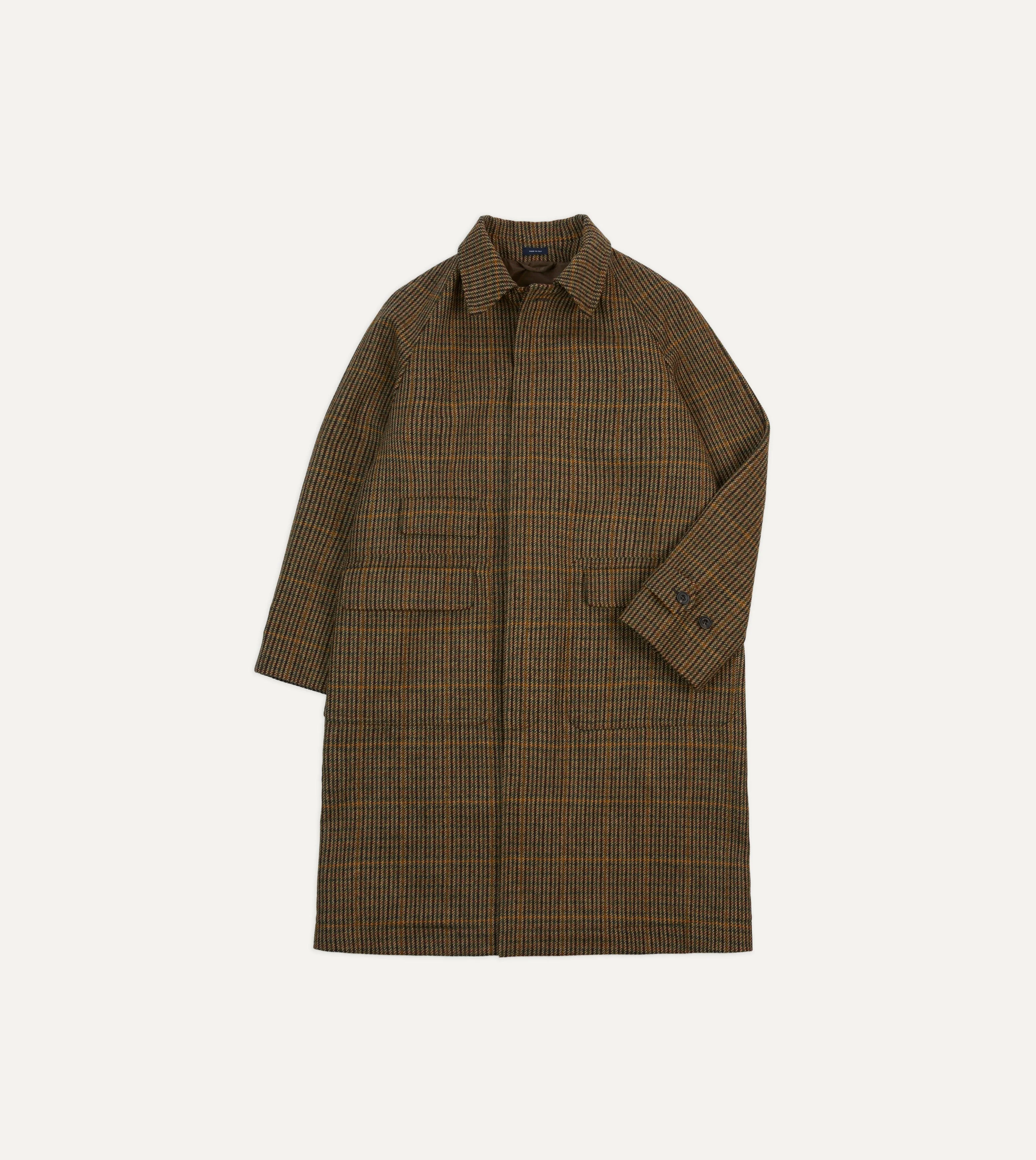 Brown Wool Tweed Raglan Coat - 1