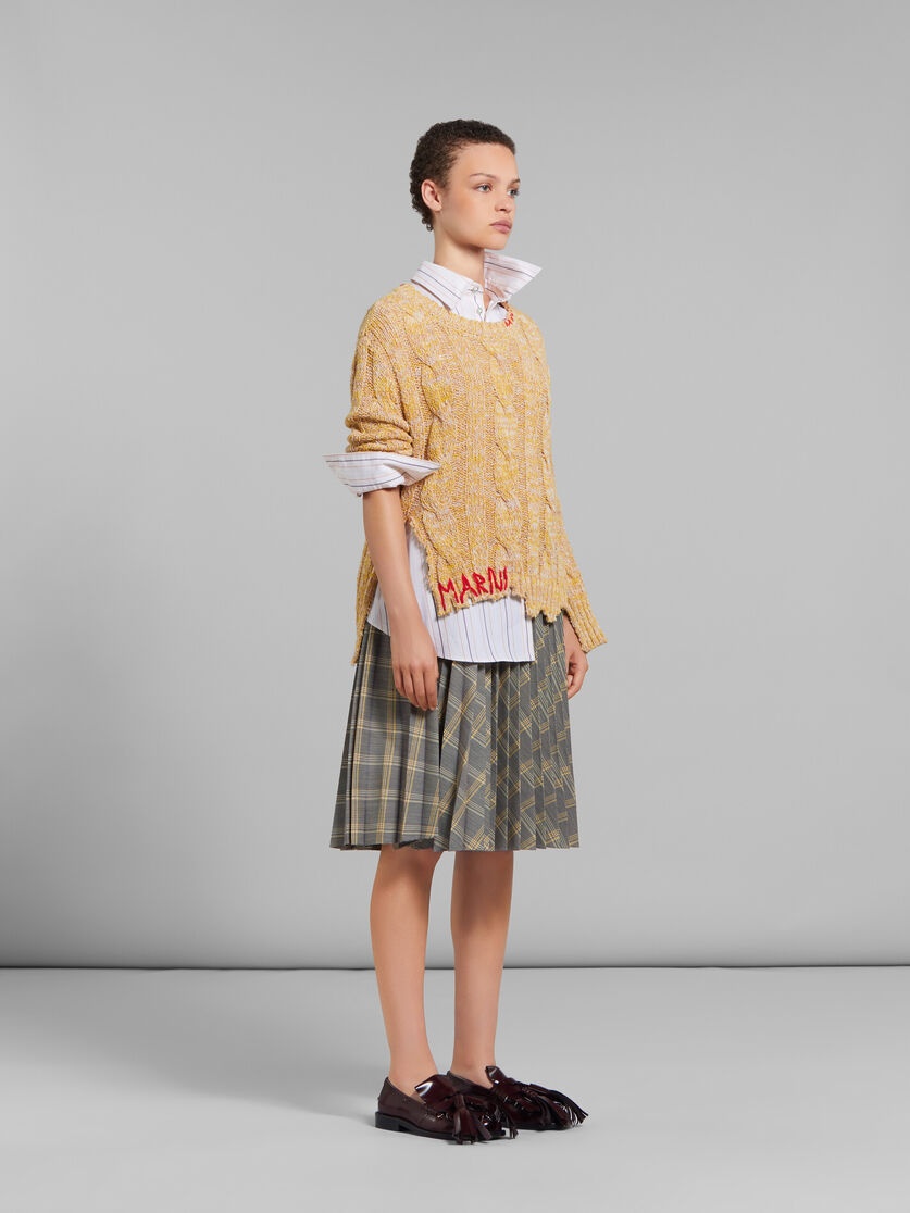 YELLOW MOULINÉ JUMPER WITH NIBBLED EDGES - 5
