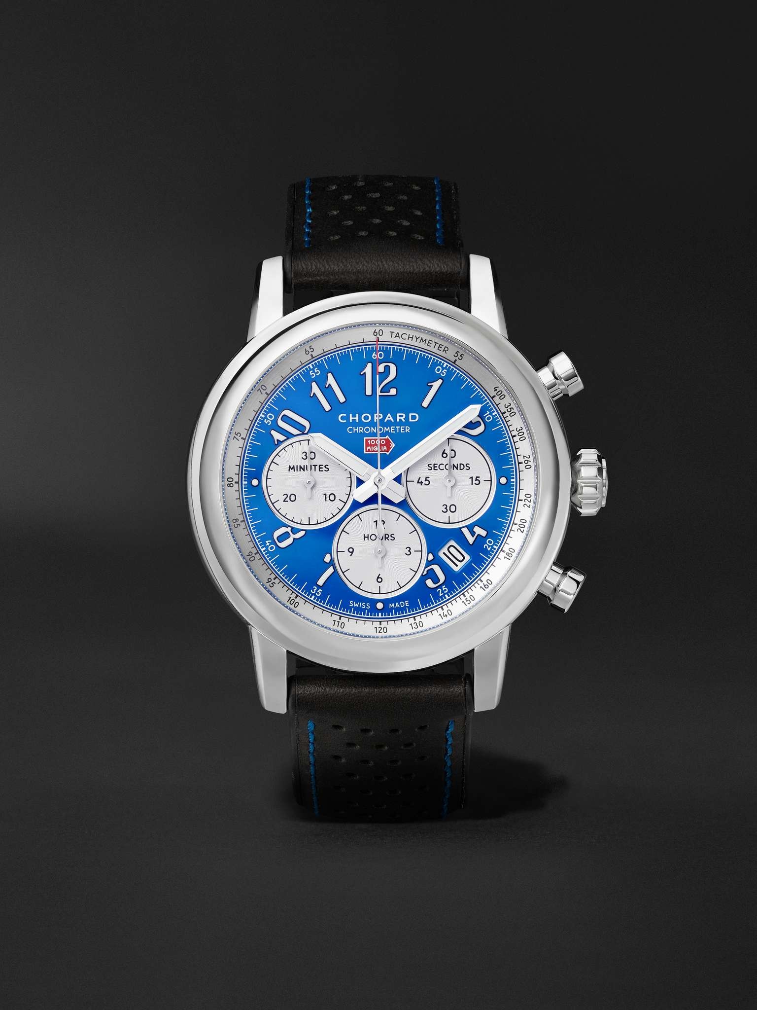 Mille Miglia Classic Racing Chronograph Automatic 42mm Stainless Steel and Perforated Leather Watch, - 1