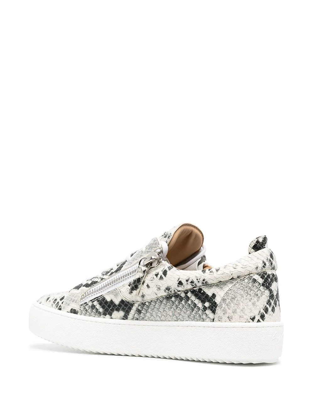 python-print lace-up trainers - 3