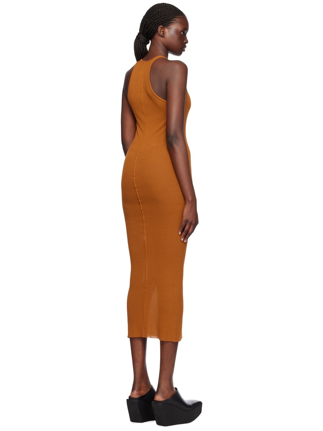 Orange Round Neck Midi Dress - 3