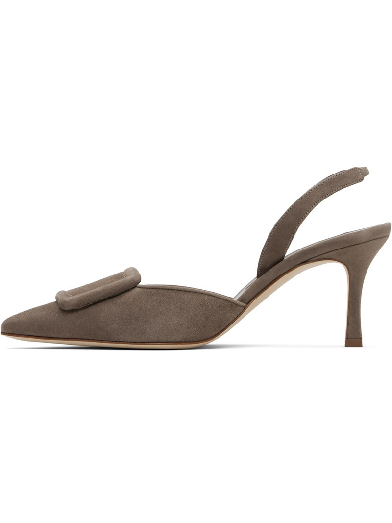 Manolo Blahnik Taupe Maysli Heeled Sandals outlook