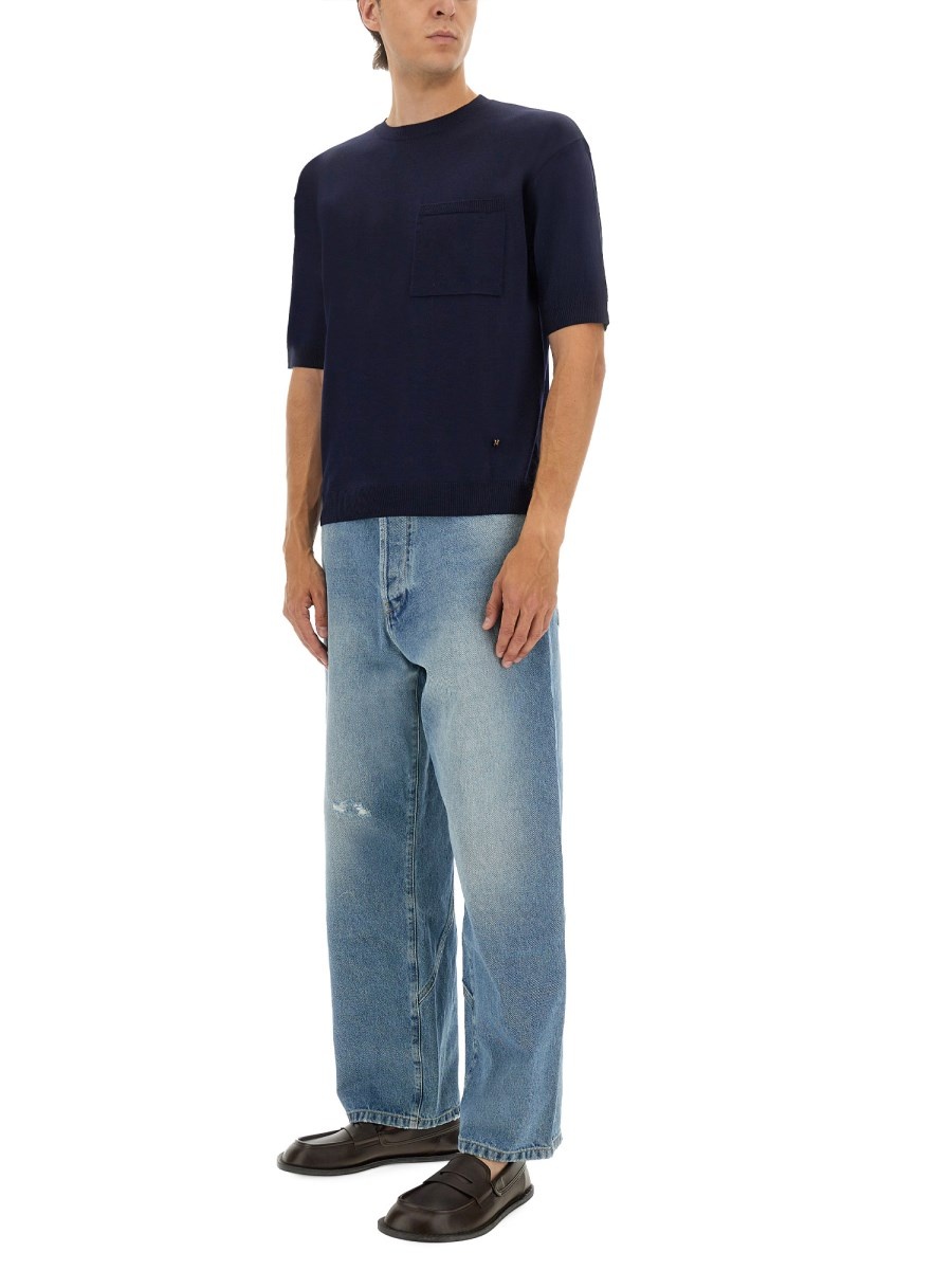 WOOL AND SILK SWEATER WITH GOLDEN M - 2