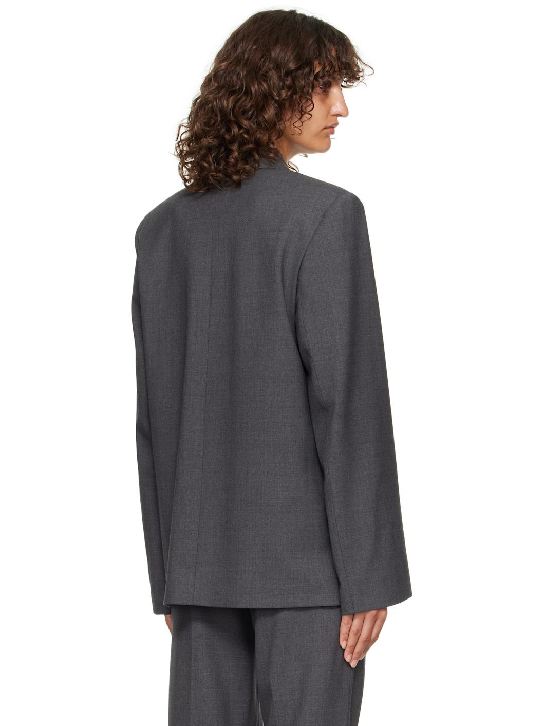 Gray Sancia LDS Double Breasted Shawl Collar Blazer - 3
