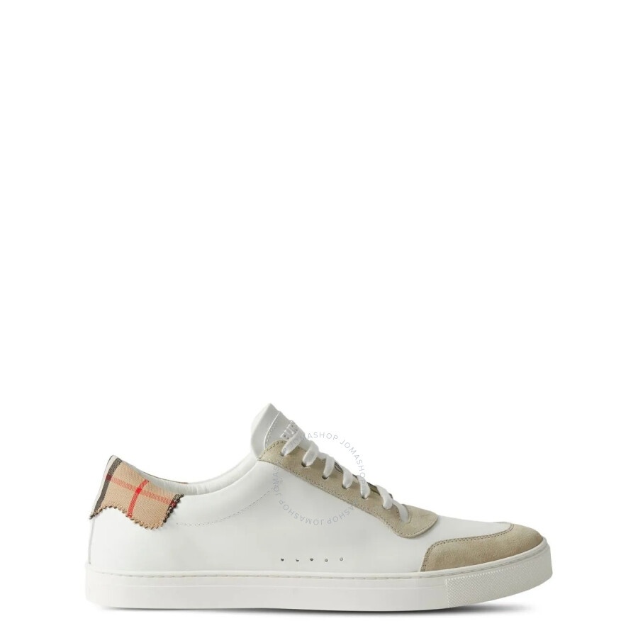 Burberry Check Print Lace-Up Leather Sneakers - 1