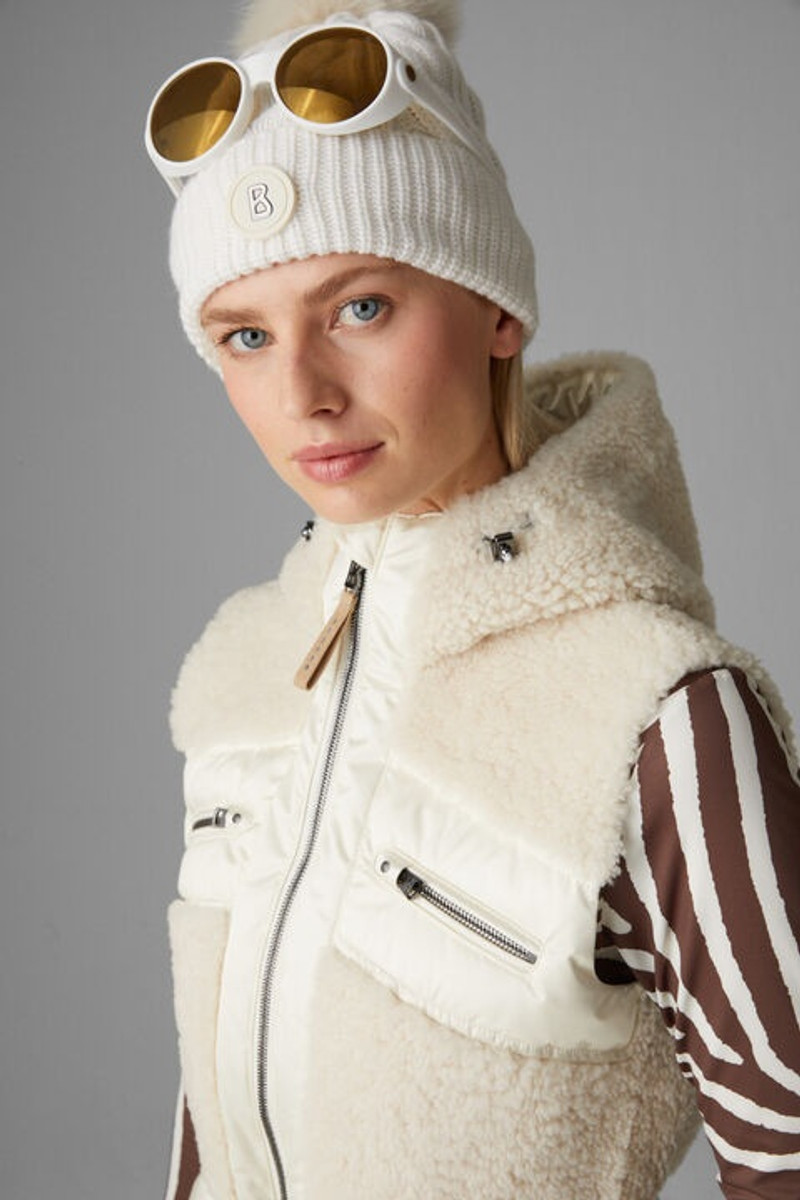 Minka lambskin and down vest in Off-white 5