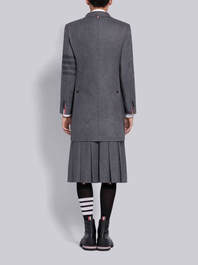 Thom Browne Medium Grey Wool Cashmere Flannel Tonal 4-Bar Classic Chesterfield Overcoat outlook
