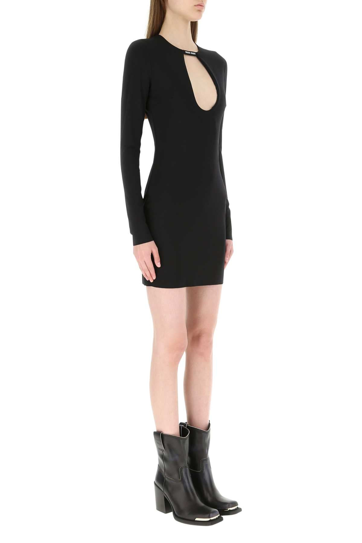 Miu Miu Women Black Stretch Nylon Mini Dress - 3